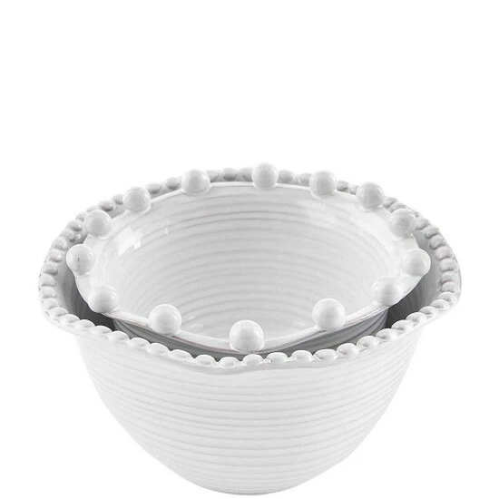 Cheap 𧨠Mud Pie Classic Beaded Nested Bowl Set White β 3 Cheap 𧨠Mud Pie Classic Beaded Nested Bowl Set White β