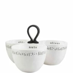 Best deal ⭐ Mud Pie Wine Triple Snack Dish White 🤩