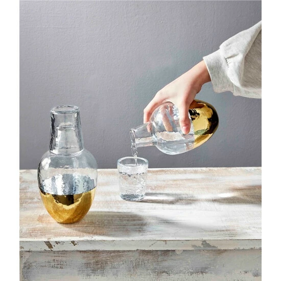 Wholesale π Mud Pie Silver Bells Collection Glass Bedside Carafe Set Gold π₯° 4 Wholesale π Mud Pie Silver Bells Collection Glass Bedside Carafe Set Gold π₯° - Image 2