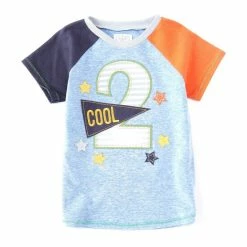 Best deal 🔔 Mud Pie Little Boys 2T Raglan Short-Sleeve 2nd 🥳 Birthday Boy Colorblock Tee Blue ❤️