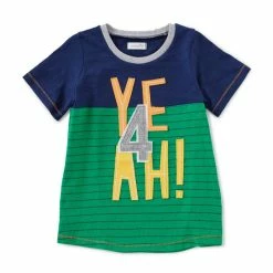 Promo 🌟 Mud Pie Little Boys 4T Short-Sleeve 4th 🎂 Birthday Yeah Tee Yellow 💯