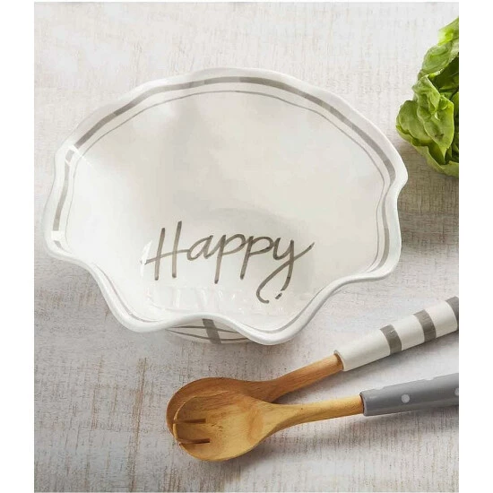 Cheapest ๐ Mud Pie Happy Always Serving Bowl Set White ๐ 5 Cheapest ๐ Mud Pie Happy Always Serving Bowl Set White ๐ - Image 3
