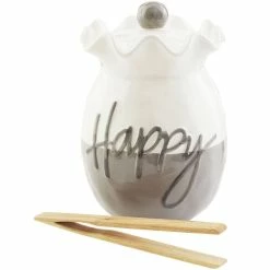 Discount 🛒 Mud Pie Happy Ruffle Rim Cookie Jar Grey 😍