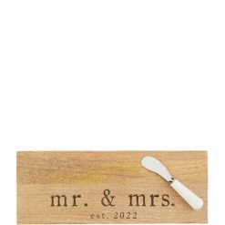 Best deal ⭐ Mud Pie Wedding Mr. & Mrs. 2022 Wood Marble Board Set Dark Beige 💯