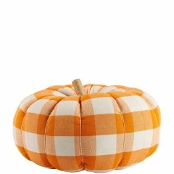 Wholesale 🧨 Mud Pie Festive Fall Collection Large Plaid Pumpkin Decor Orange/white ⭐
