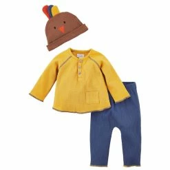 Best deal 🔔 Mud Pie Baby Newborn-9 Months Turkey Long-Sleeve Top, Pants & Hat 3-Piece Set Yellow 🥰