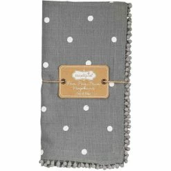 Deals 🎁 Mud Pie Gray Pom Trim Napkins, Set Of 4 Grey 🛒