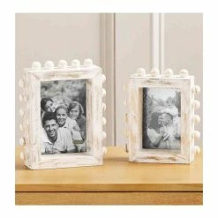 Flash Sale 👍 Mud Pie Classic Home Collection Whitewash Beaded Block Wood Picture Frame ❤️ -Mud Pie Store unnamed file 877