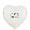 New 🥰 Mud Pie Wedding Mr & Mrs Heart Pillow White 🤩