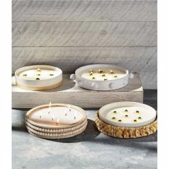 Best Pirce 🔔 Mud Pie Classic Home Collection Beaded Round Scented Candle White 🔔 -Mud Pie Store unnamed file 897