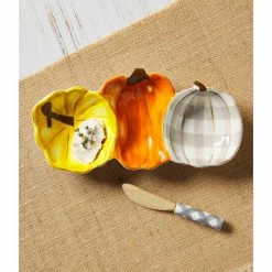 Budget ✔️ Mud Pie Festive Fall Collection Figural Pumpkin Triple Dip Set 💯 -Mud Pie Store unnamed file 899