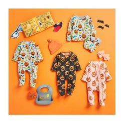 New 😀 Mud Pie Baby Boys Newborn-9 Months 🦇 Halloween 🍬 Candy Printed Long-Sleeve Footed Coverall Grey ⭐ -Mud Pie Store unnamed file 918