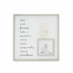 Discount 🛒 Mud Pie Chase Rainbows Pink Unicorn Tassel Picture Frame Nursery Decor ✨