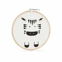 Deals 🌟 Mud Pie Zebra Embroidery Hoop Nursery Decor White 🛒